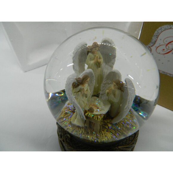 Roman Glitterdome 6" Musical Holiday Snow Globe With Angels & Nativity Scene - Picture 2 of 13